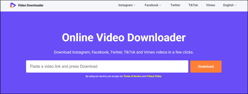 Die Hauptoberfläche von viddown.net