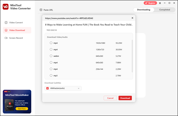Download a teacher YouTube video with MiniTool Video Converter