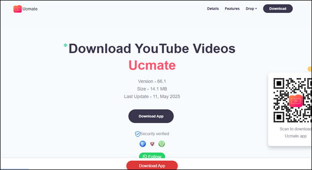 Ucmate’s website interface on Google Chrome
