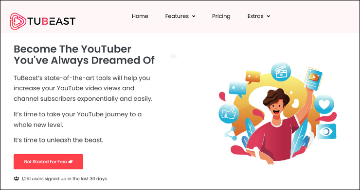 The homepage of the TuBeast tool on a browser
