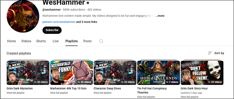 Go to WesHammer to watch Warhammer YouTube videos