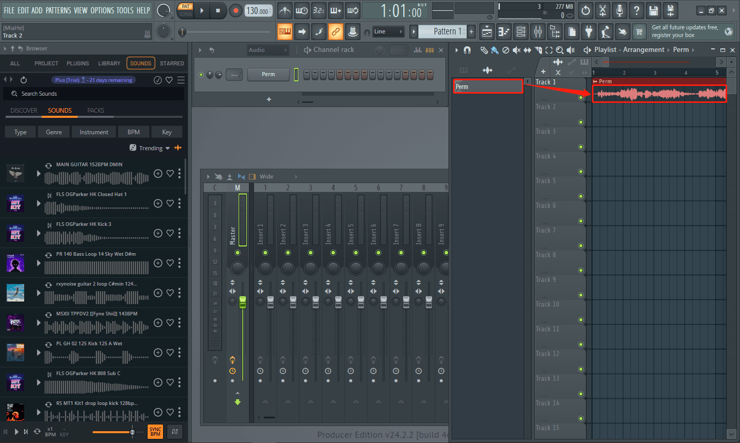 Drag and drop the added audio to the audio track in FL Studio