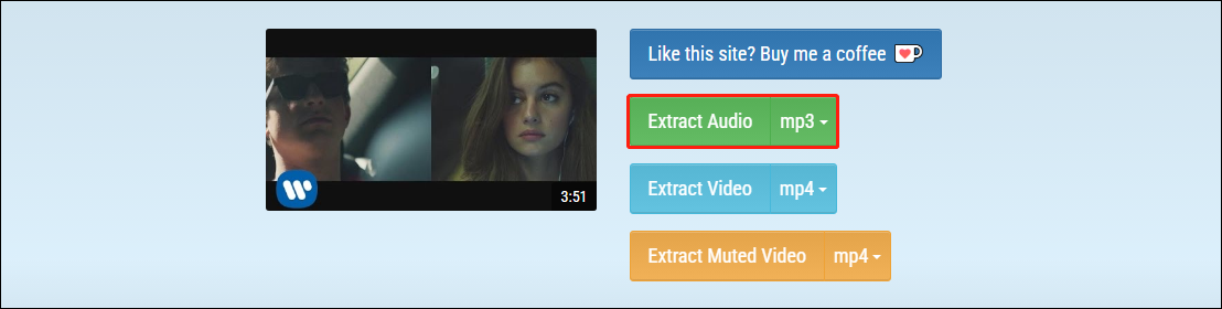 Choose output format to download in TubeRipper
