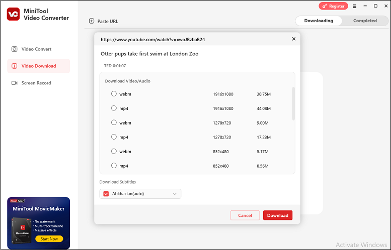 Download Zoology YouTube videos in MiniTool Video Converter