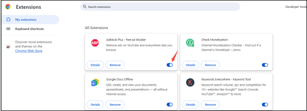 Enable the extension in Chrome browser
