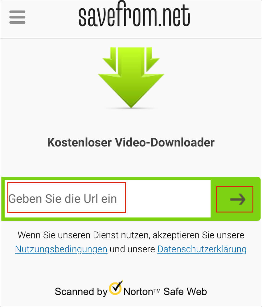Drücken Sie lange auf das Suchfeld und wählen Sie Einfügen, um die kopierte URL einzufügen. Tippen Sie dann auf das Pfeilsymbol.