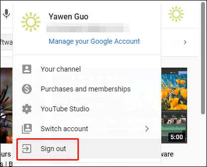se déconnecter du compte YouTube