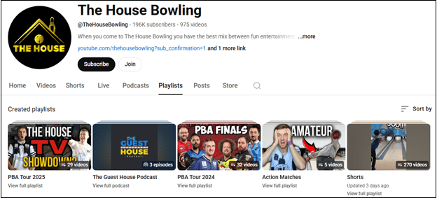 Watch bowling YouTube videos on The House Bowling