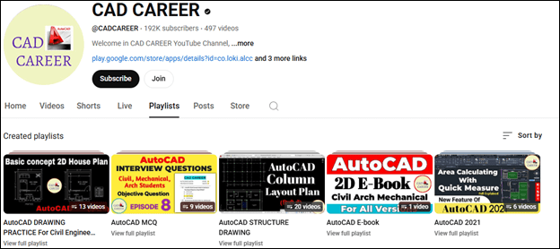 Follow CAD CAREER to learn CAD on YouTube