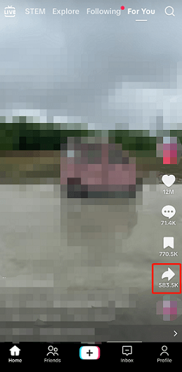 Tap on the Share icon in the bottom right corner of the screen to access the Send to window in TikTok