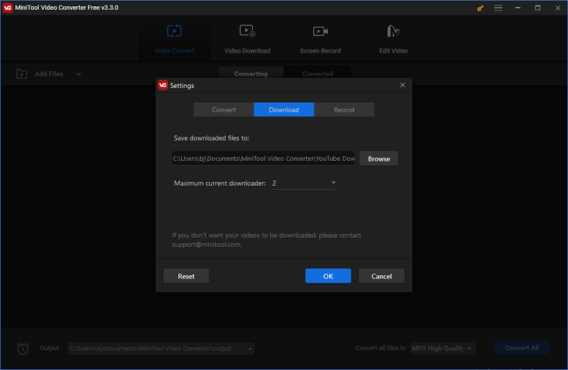 Configurar los ajustes de descarga