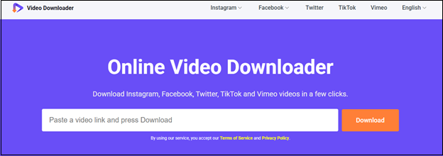 The main interface of viddown.net