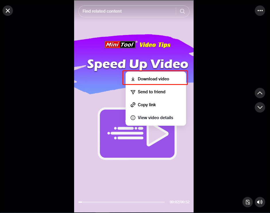 Click Download video to save the video on TikTok