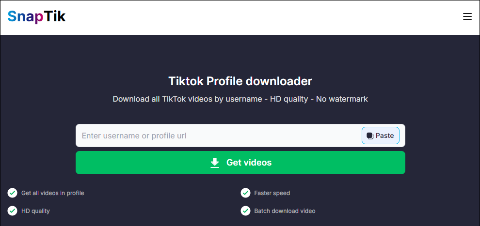 Interface of SnapTik Pro