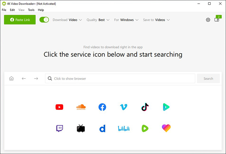 The main interface of 4K Video Downloader