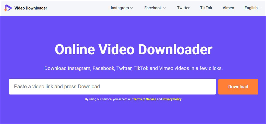 The main interface of Online Video Downloader on viddown.net