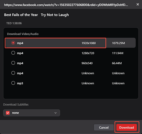 Choose MP4 1920x1080 as the download preset in MiniTool Video Converter