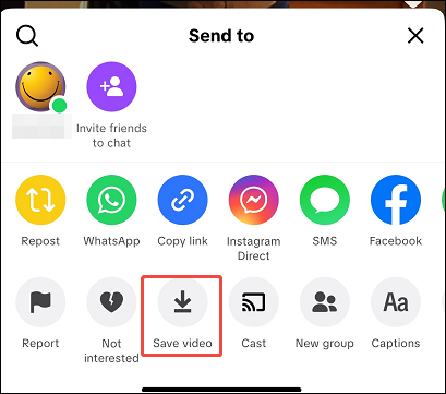 Choose the Save video option in the TikTok app