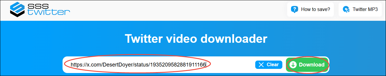 Click on Download in ssstwitter.com to access the output format list