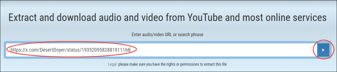 Paste the Twitter link and click on the arrow button to analyze the Twitter link