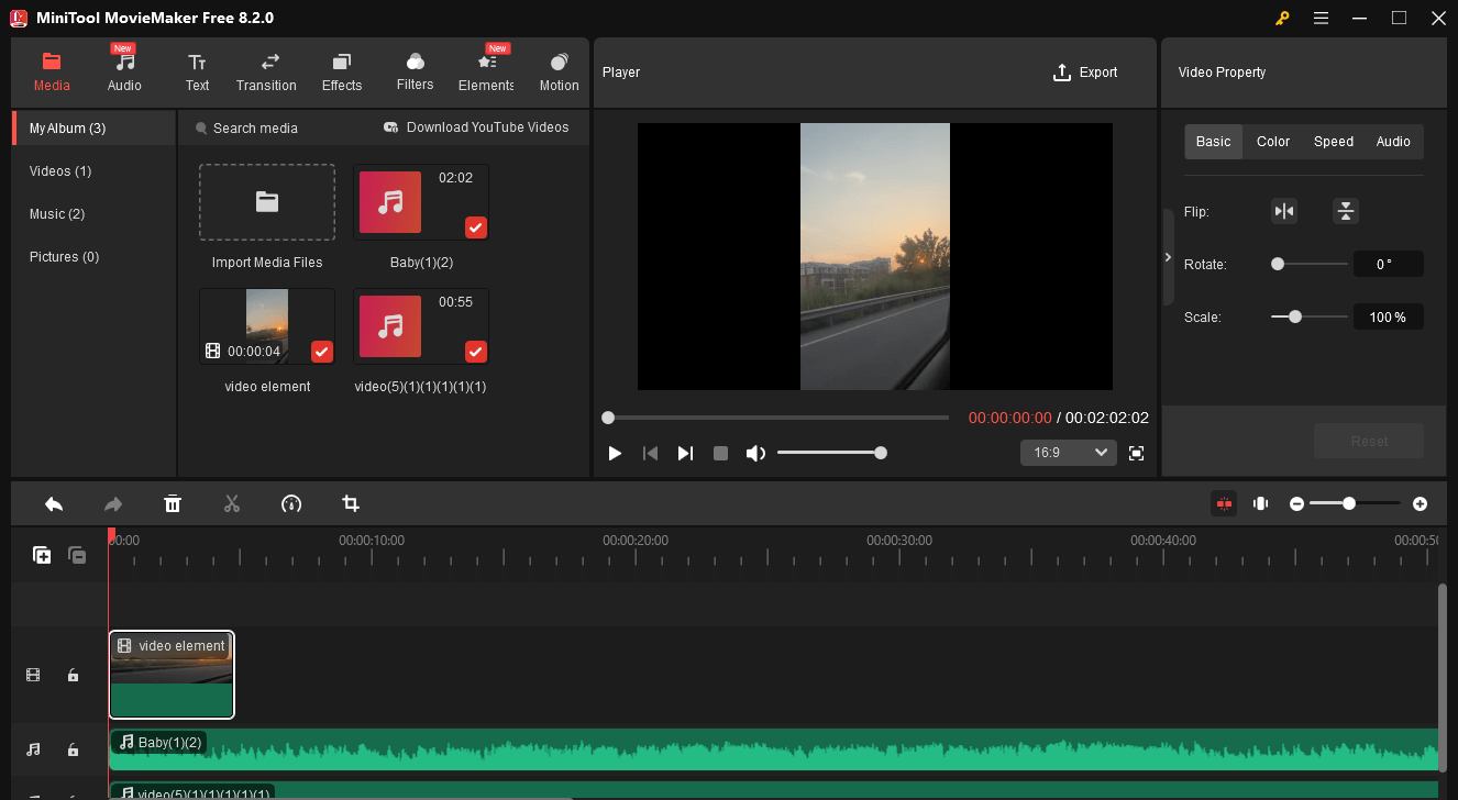 The user interface of MiniTool MovieMaker