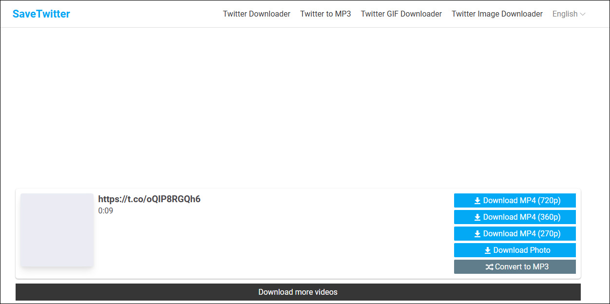 Choose the output format and resolution in Savetwitter