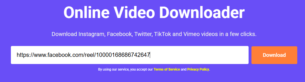 Paste Facebook video URL and click on Download on viddown.net