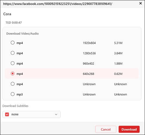 Choose an MP4 preset with the resolution you like and then click the Download button