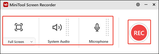 Select the recording area and audio settings, and click on REC to start recording with MiniTool Video Converter