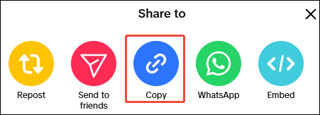 Select Copy to copy the video’s link on TikTok