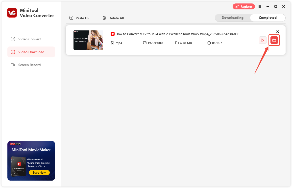 Click the folder icon to find the SRT file in the computer