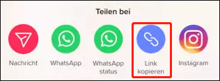 Wählen Sie Link kopieren, um den Link des Videos auf TikTok zu kopieren.