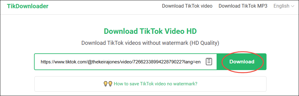 Click on the Download button in Online Video Downloader on viddown.net to begin the saving process