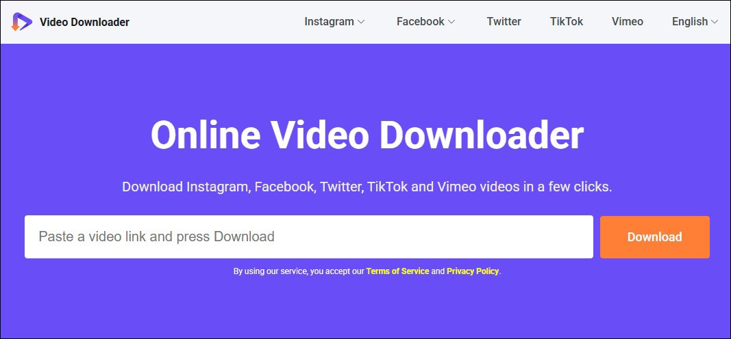 Interface of Online Video Downloader on viddown.net
