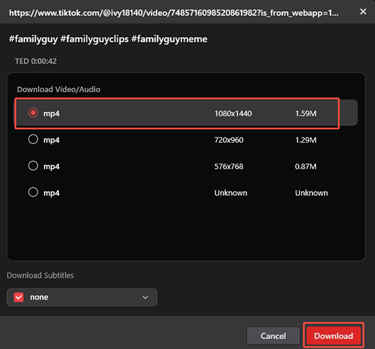 Choose the video output format and quality in MiniTool Video Converter