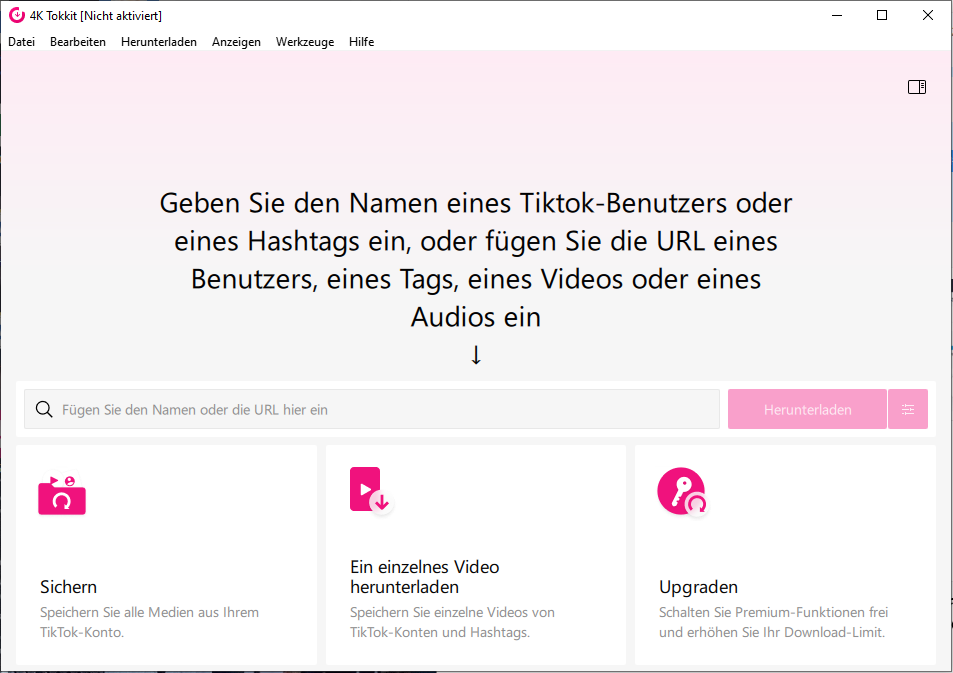 Die Hauptoberfläche von 4K Tokkit