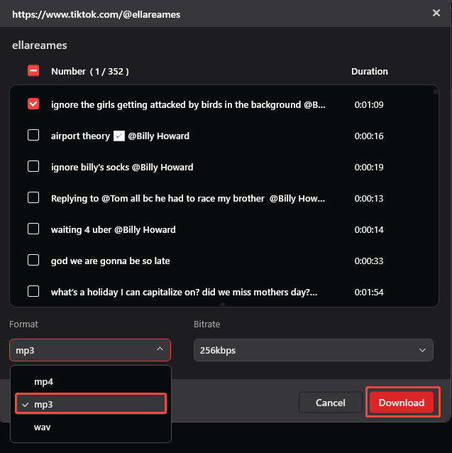 Choose mp3 and click the Download button to start downloading in MiniTool Video Converter