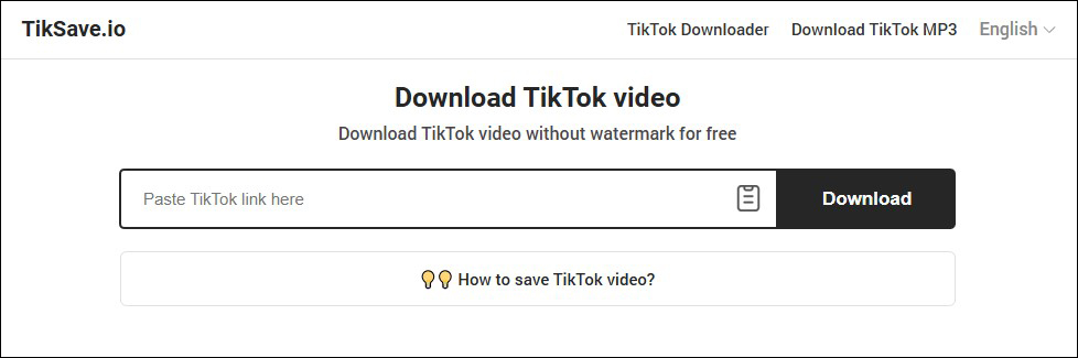 The main interface of TikSave