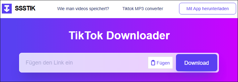 Die Hauptoberfläche von SSSTik