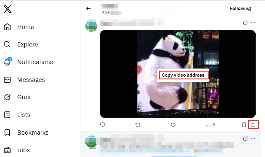 Copy the target Twitter video's link to your clipboard