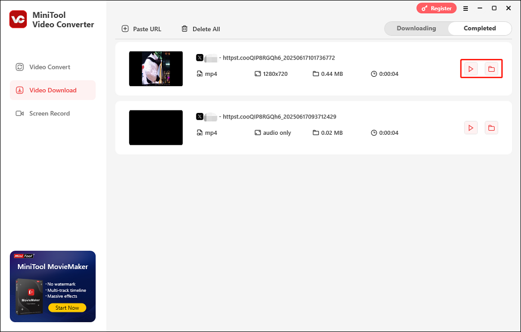 View or locate the saved Twitter video from MiniTool Video Converter