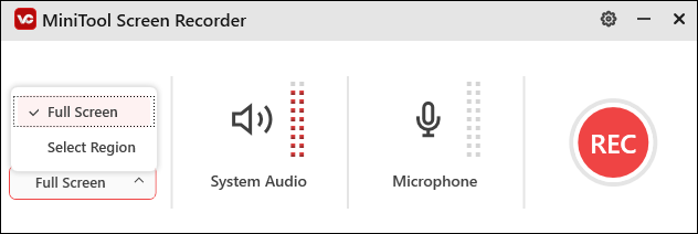 Interface of MiniTool Screen Recorder