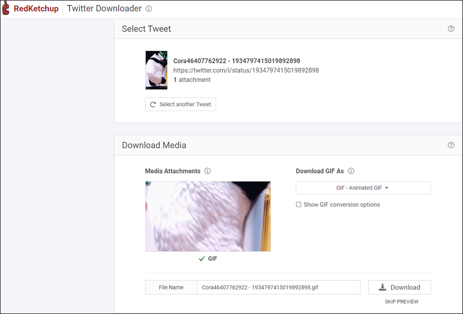 Download a GIF from Twitter with RedKetchup