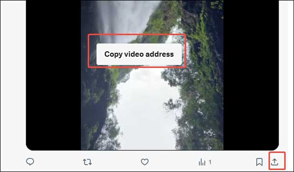 Click Copy video address or click the Share icon in Twitter to copy the video link