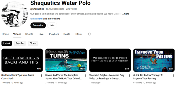 Go to Shaquatics Water Polo to watch water polo videos