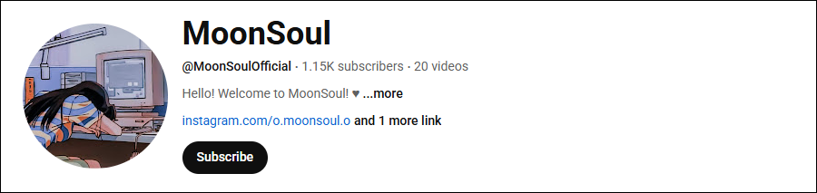The channel homepage of MoonSoul