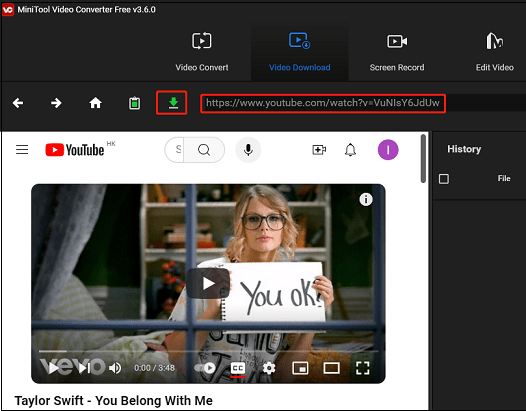 collez le lien vidéo et cliquez sur Télécharger