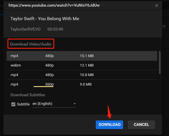 télécharger la vidéo YouTube