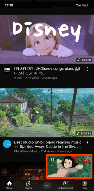 Miniplayer on the YouTube app