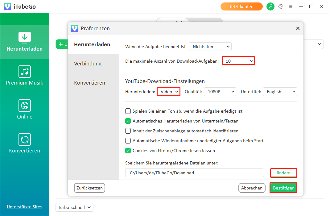 Auf Bestätigen klicken